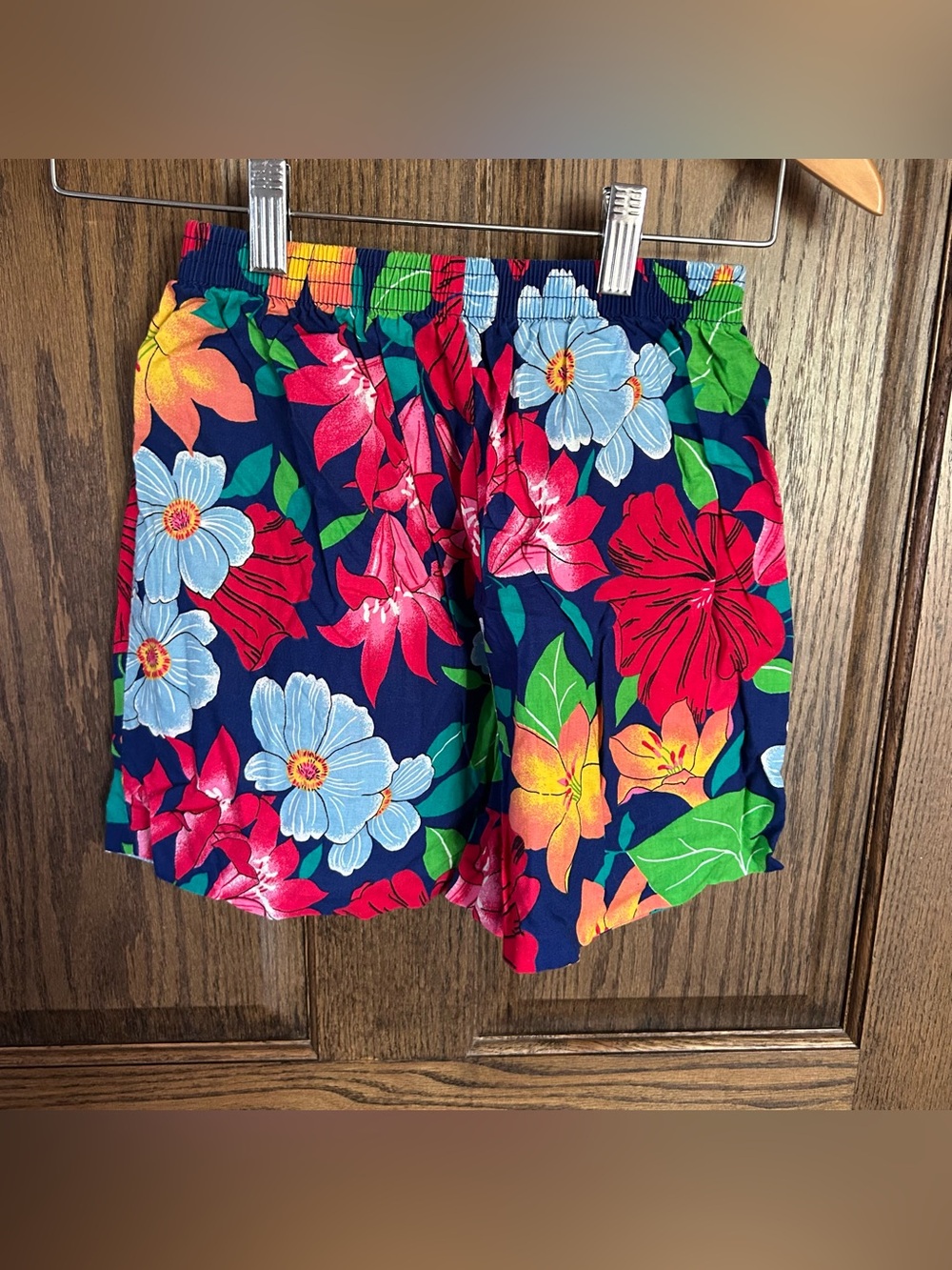 Kids Floral Navy Elastic-Waist Shorts